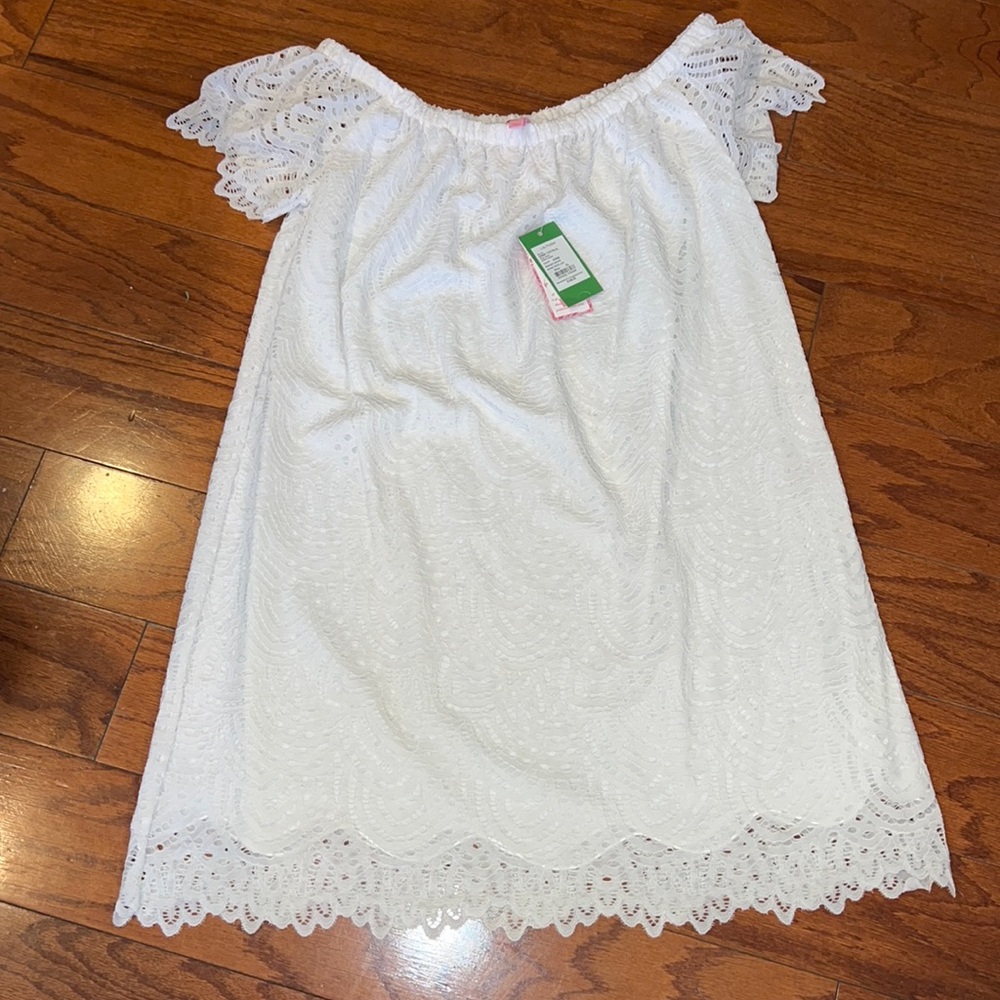 Lilly Pulitzer white lace off the shoulder dress